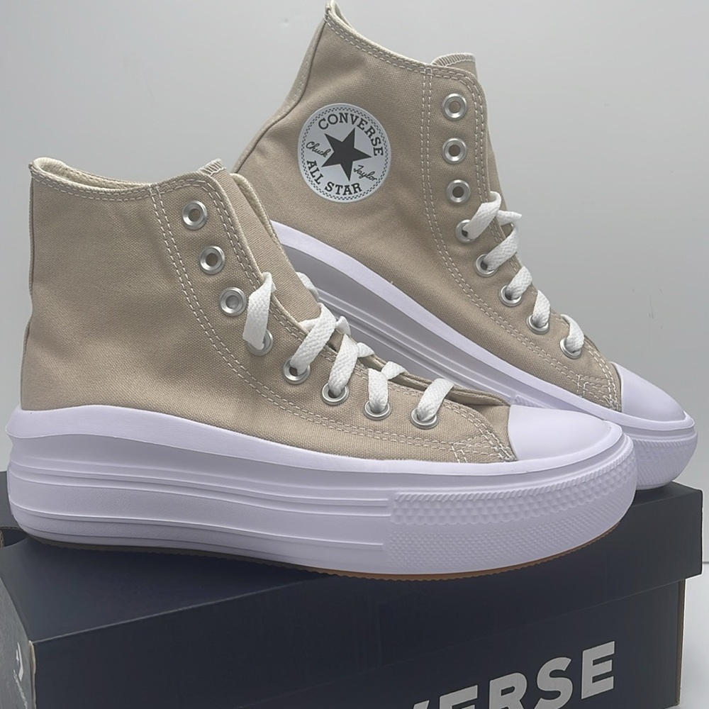 Converse WMNS A04365C CTAS MOVE HI BEACH STONE/WHITE/BEACH STONE Platforms - Picture 7 of 16